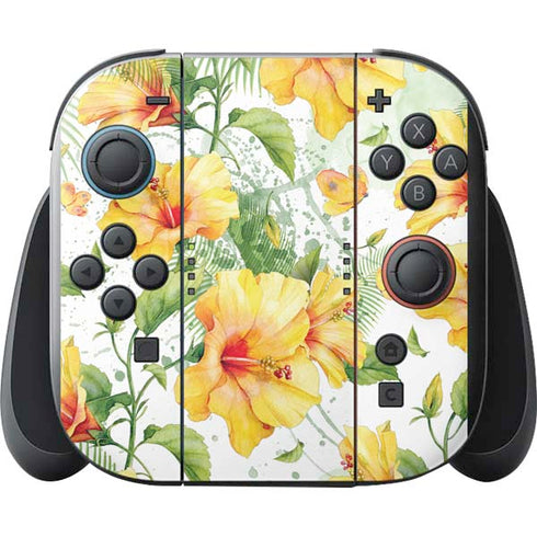 Yellow Hibiscus Nintendo Switch 2 (2025) with Joy-Con Skin